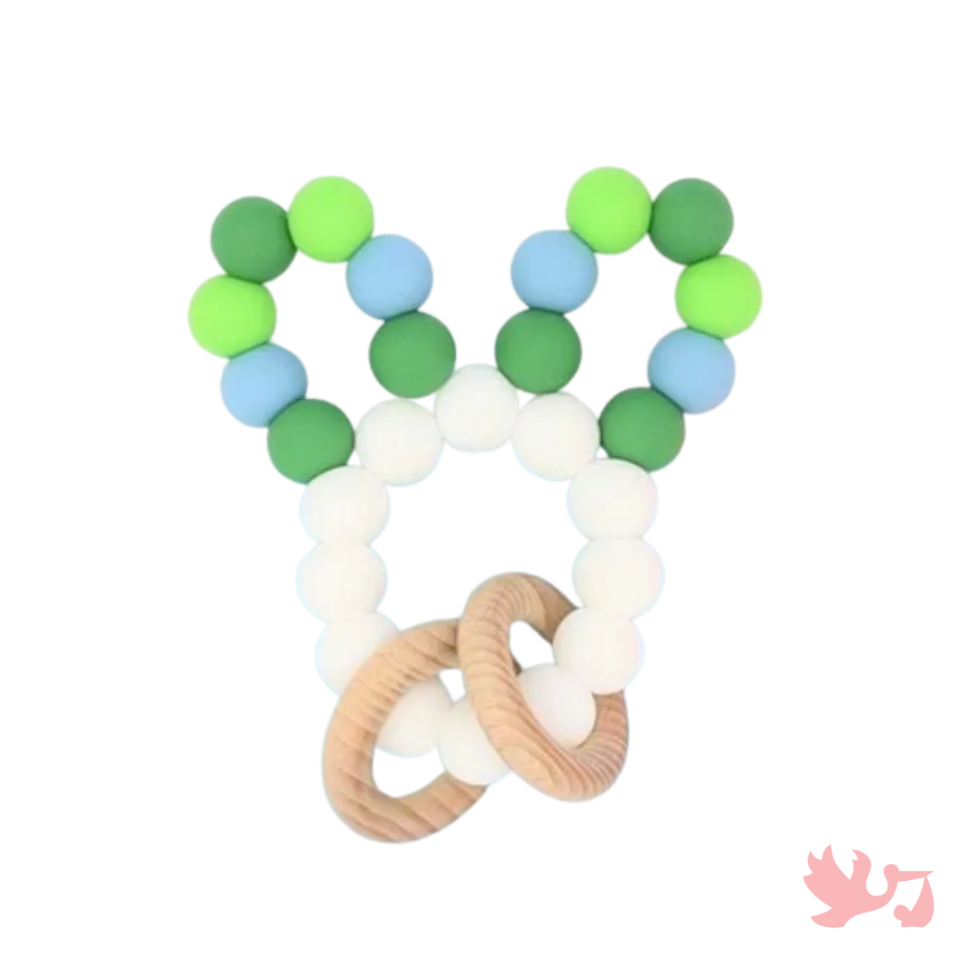 Bunny Ears Baby Rattle – Newborn Sensory Toy - personalized baby sensory rattle by Mommy's Charms