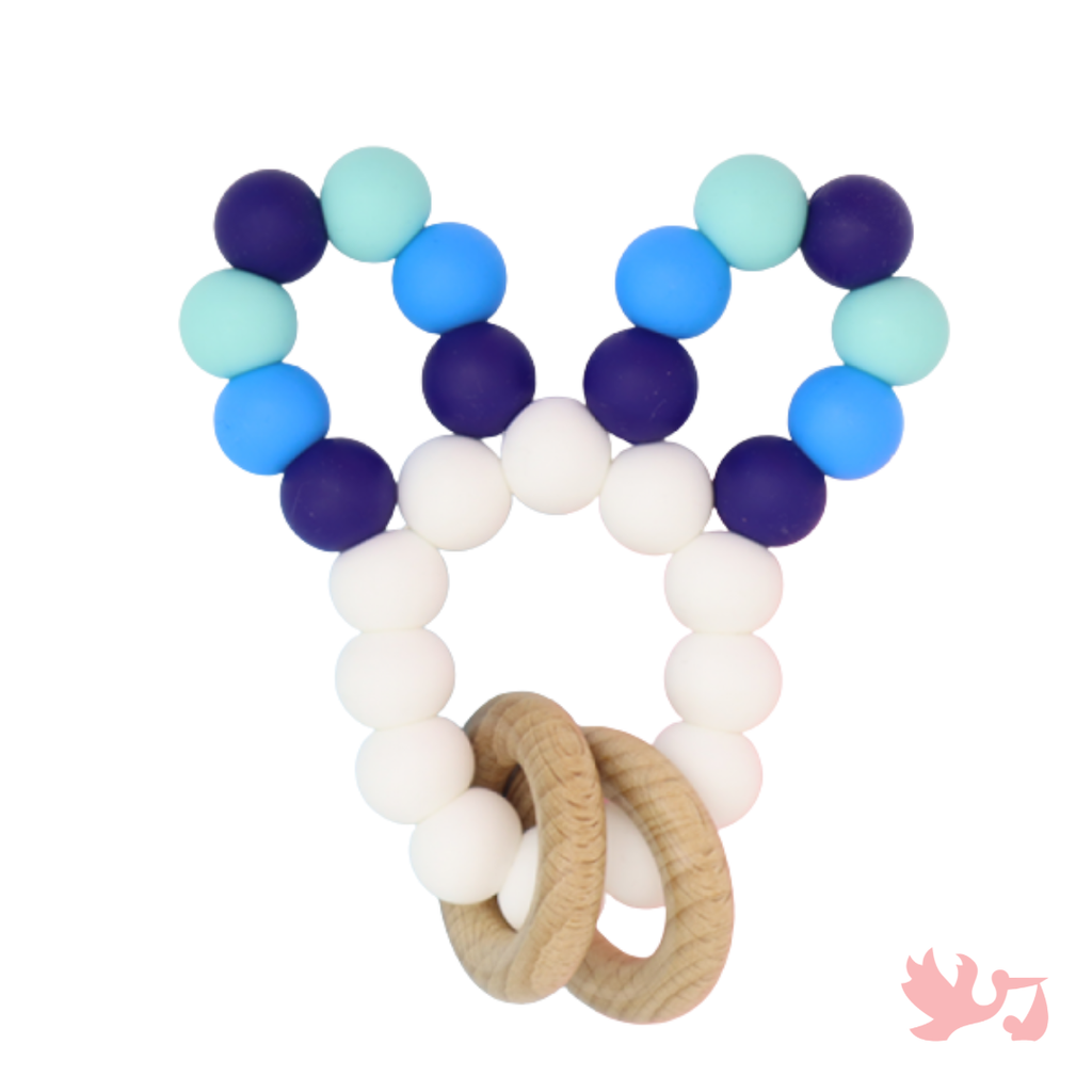 Bunny Ears Baby Rattle – Newborn Sensory Toy - personalized baby sensory rattle by Mommy's Charms