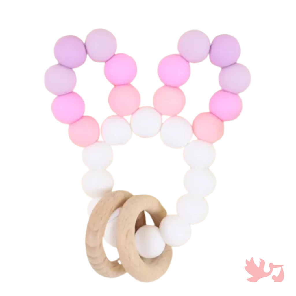 Bunny Ears Baby Rattle – Newborn Sensory Toy - personalized baby sensory rattle by Mommy's Charms
