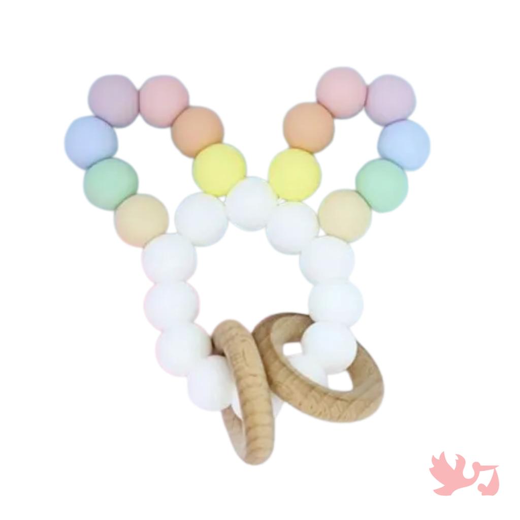 Bunny Ears Baby Rattle – Newborn Sensory Toy - personalized baby sensory rattle by Mommy's Charms