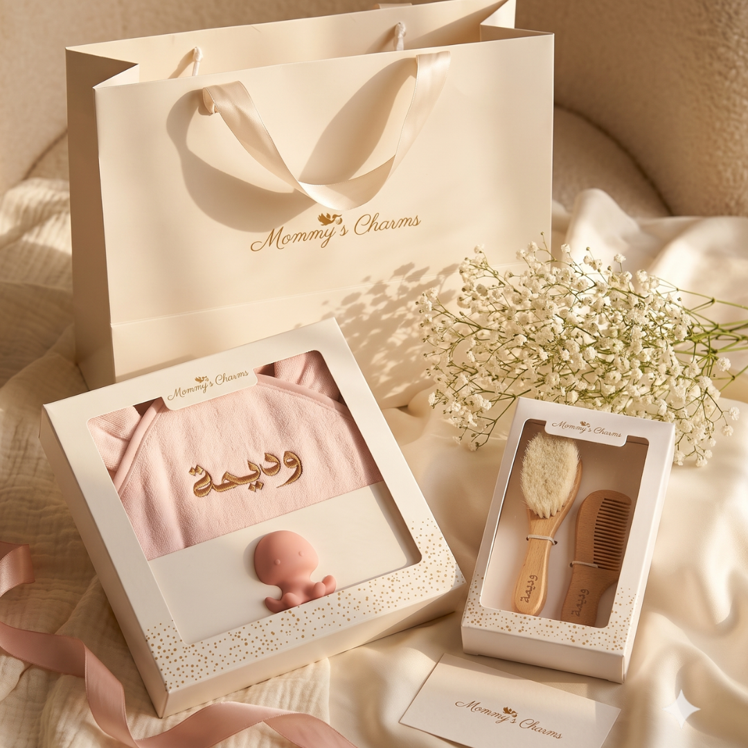Personalized Baby Towel, Bath Toy & Hair Brush Set – Soft Bath Gift - baby bath gift set by Mommy's Charms