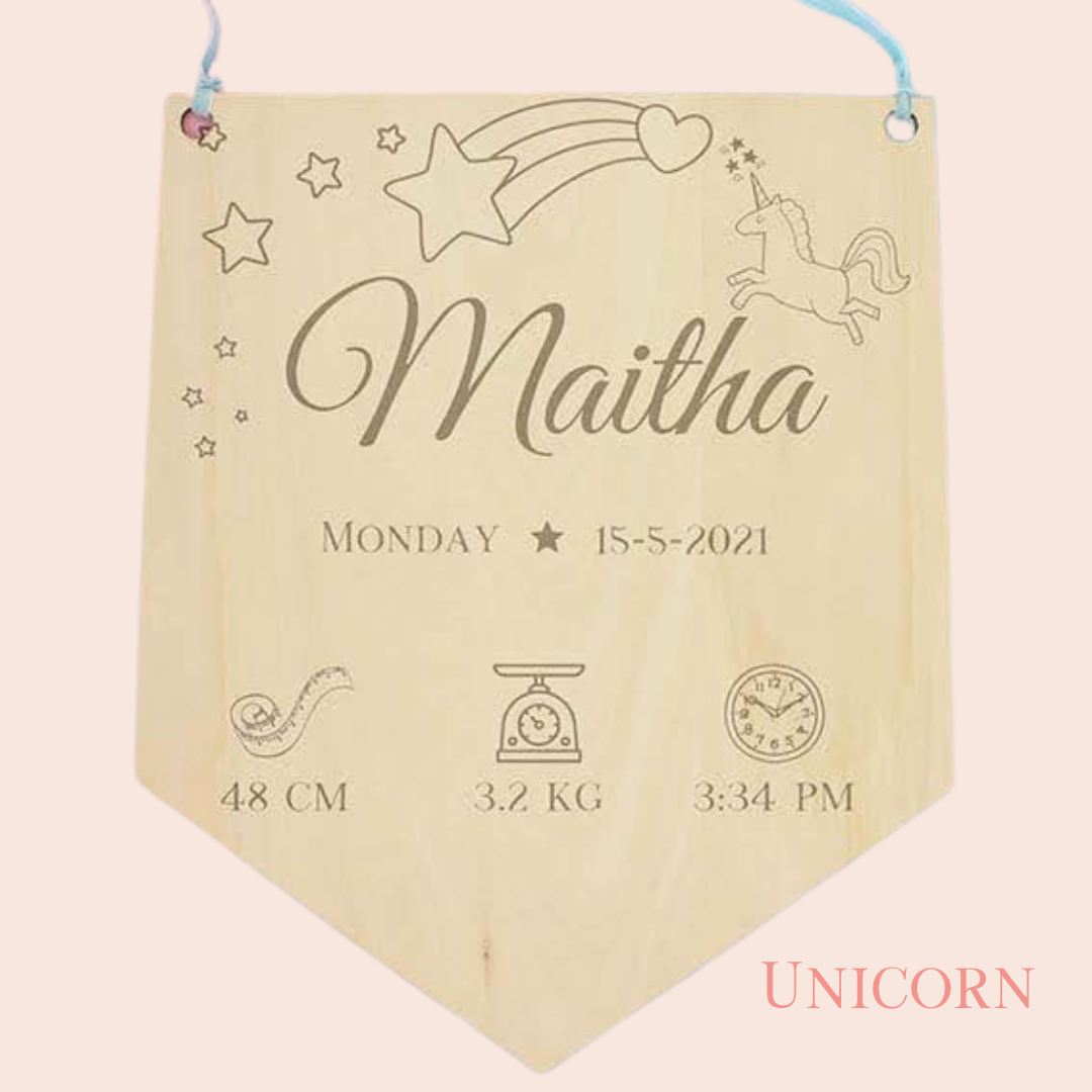 Personalized Baby Announcement Board – Newborn Name Sign