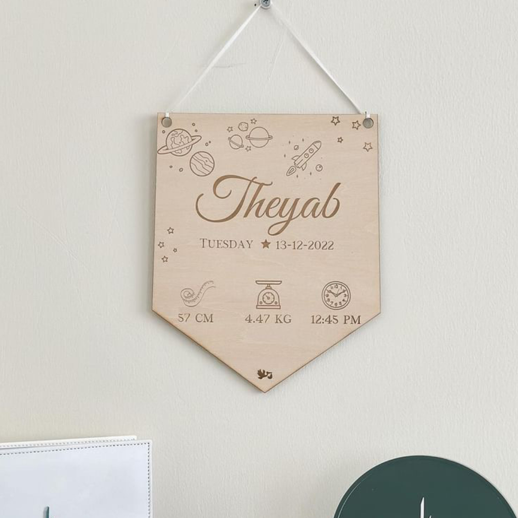 Personalized Baby Announcement Board – Newborn Name Sign mommys charms 