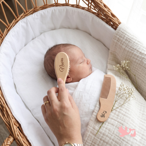 Personalized Baby Hair Brush Set – Engraved Name Grooming Kit
