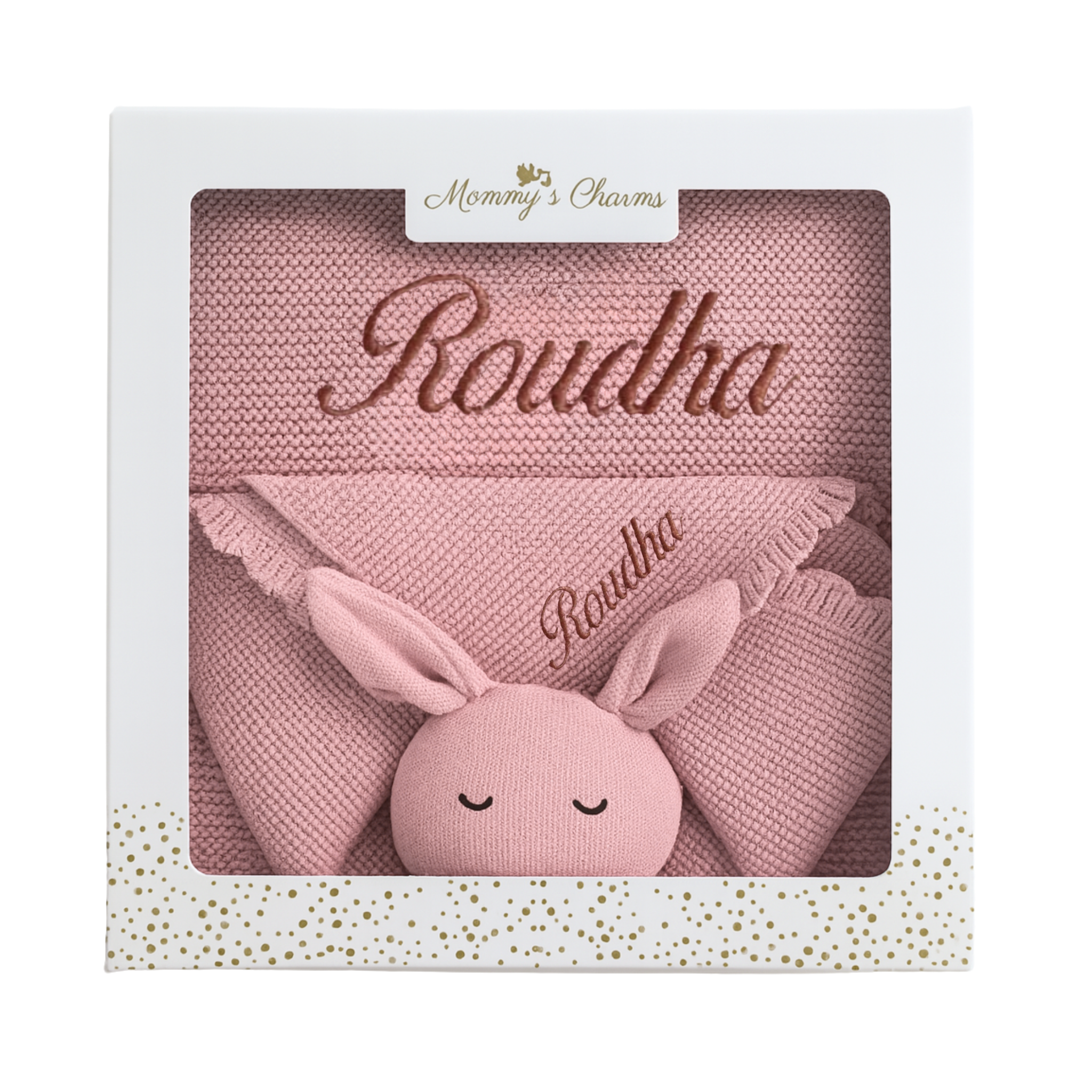 Personalized Baby Blanket & Bunny Comforter Set – Embroidered Name Soft Blanket - embroidered baby blanket by Mommy's Charms