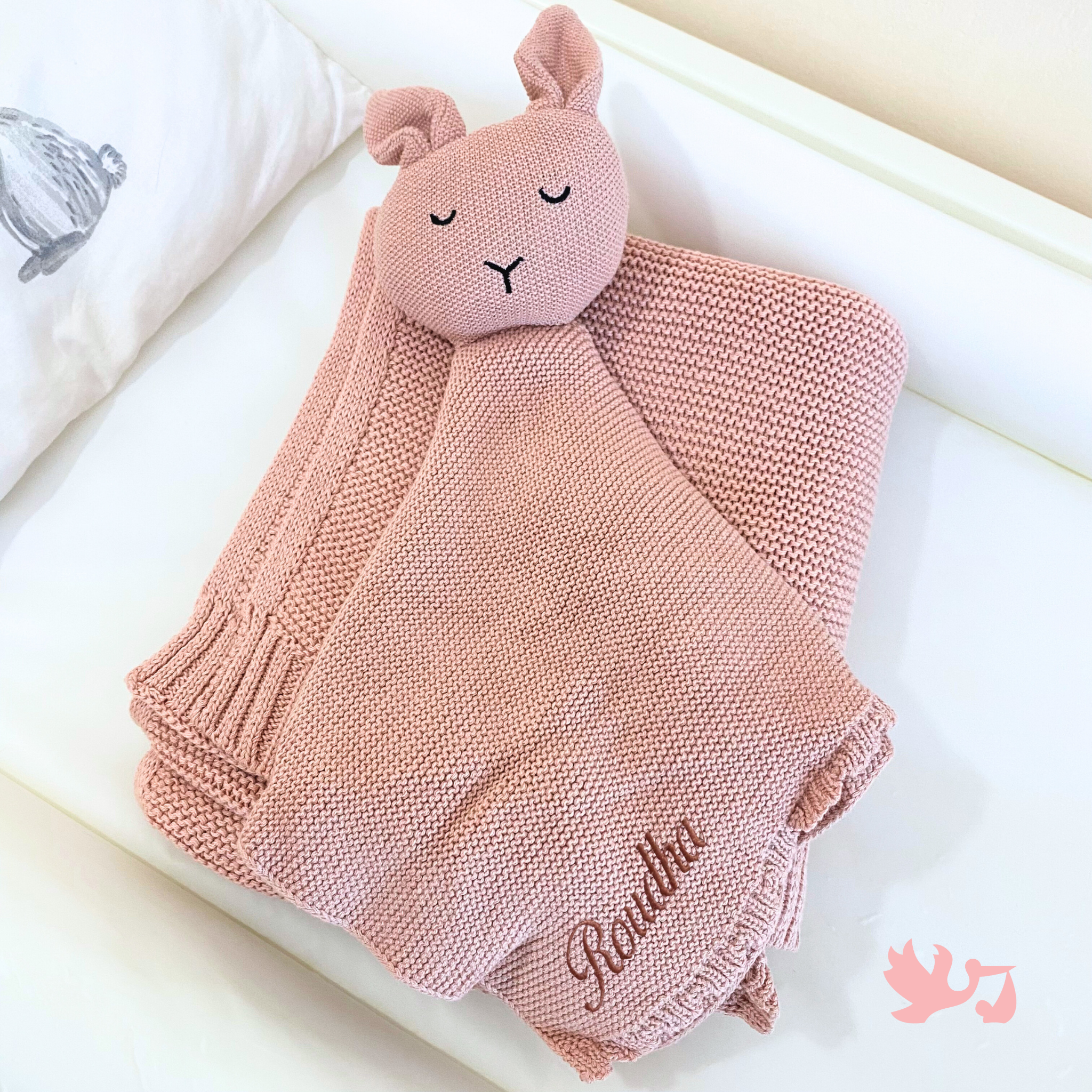 Personalized Baby Blanket & Bunny Comforter Set – Embroidered Name Soft Blanket - embroidered baby blanket by Mommy's Charms
