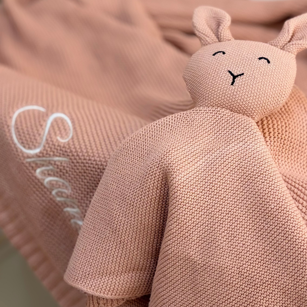 Personalized Baby Blanket & Bunny Comforter Set – Embroidered Name Soft Blanket - embroidered baby blanket by Mommy's Charms