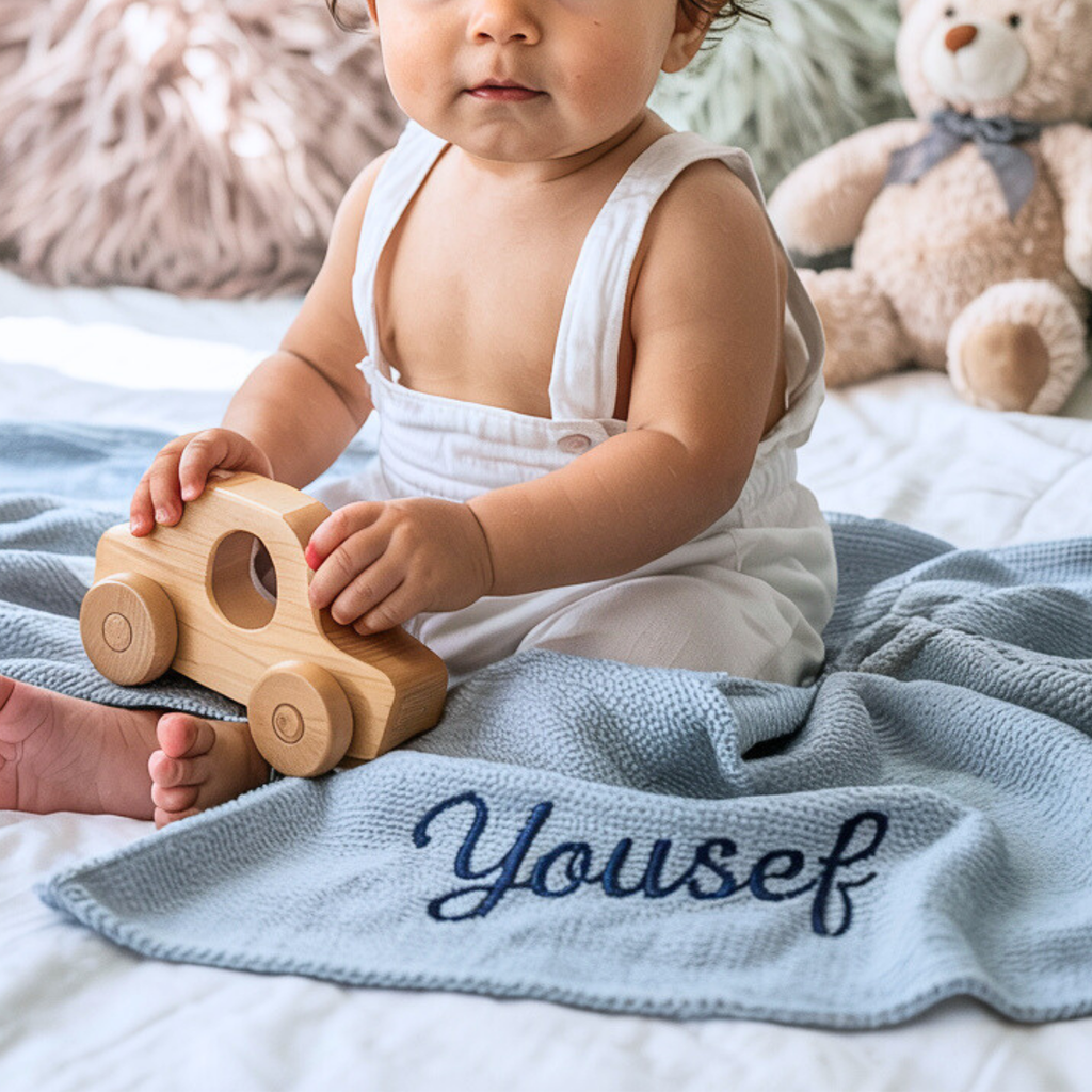 Personalized Baby Blanket & Bunny Comforter Set – Embroidered Name Soft Blanket - embroidered baby blanket by Mommy's Charms