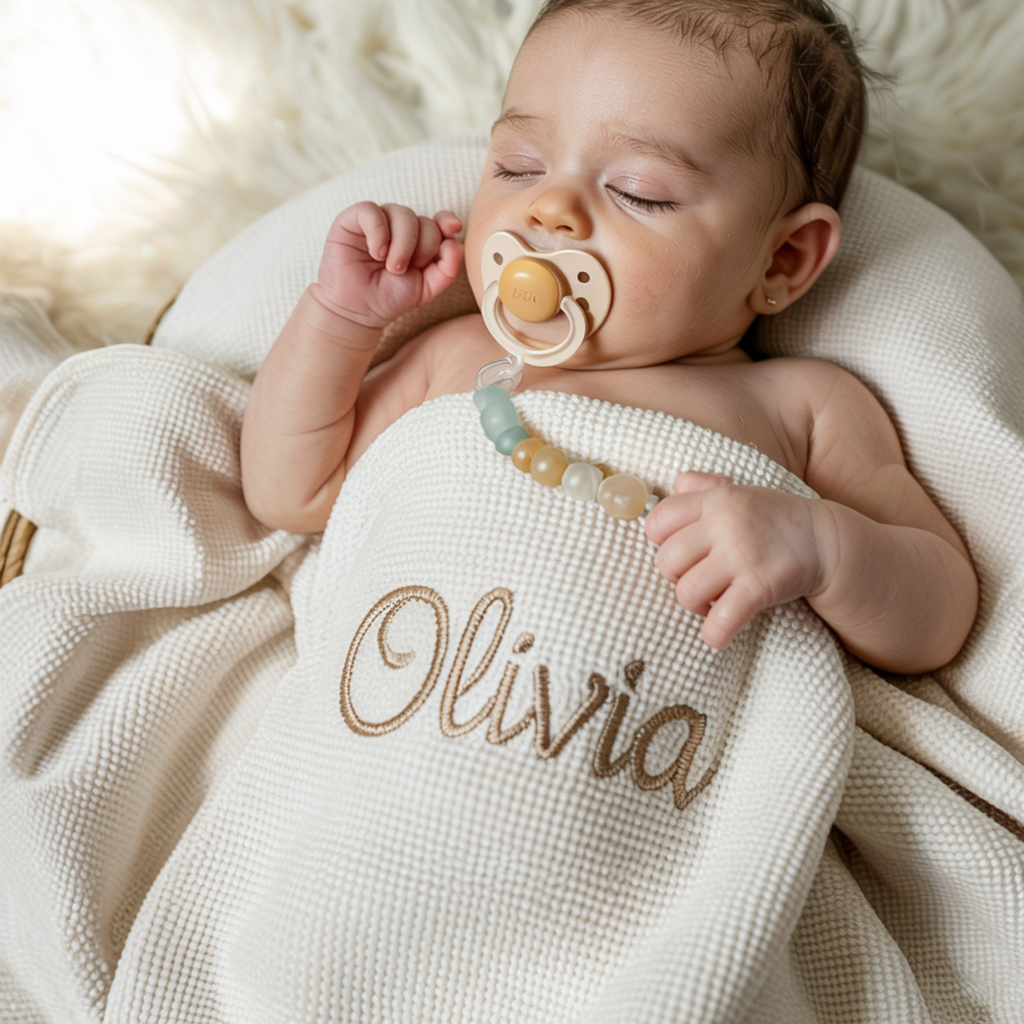 Personalized Baby Blanket & Bunny Comforter Set – Embroidered Name Soft Blanket - embroidered baby blanket by Mommy's Charms