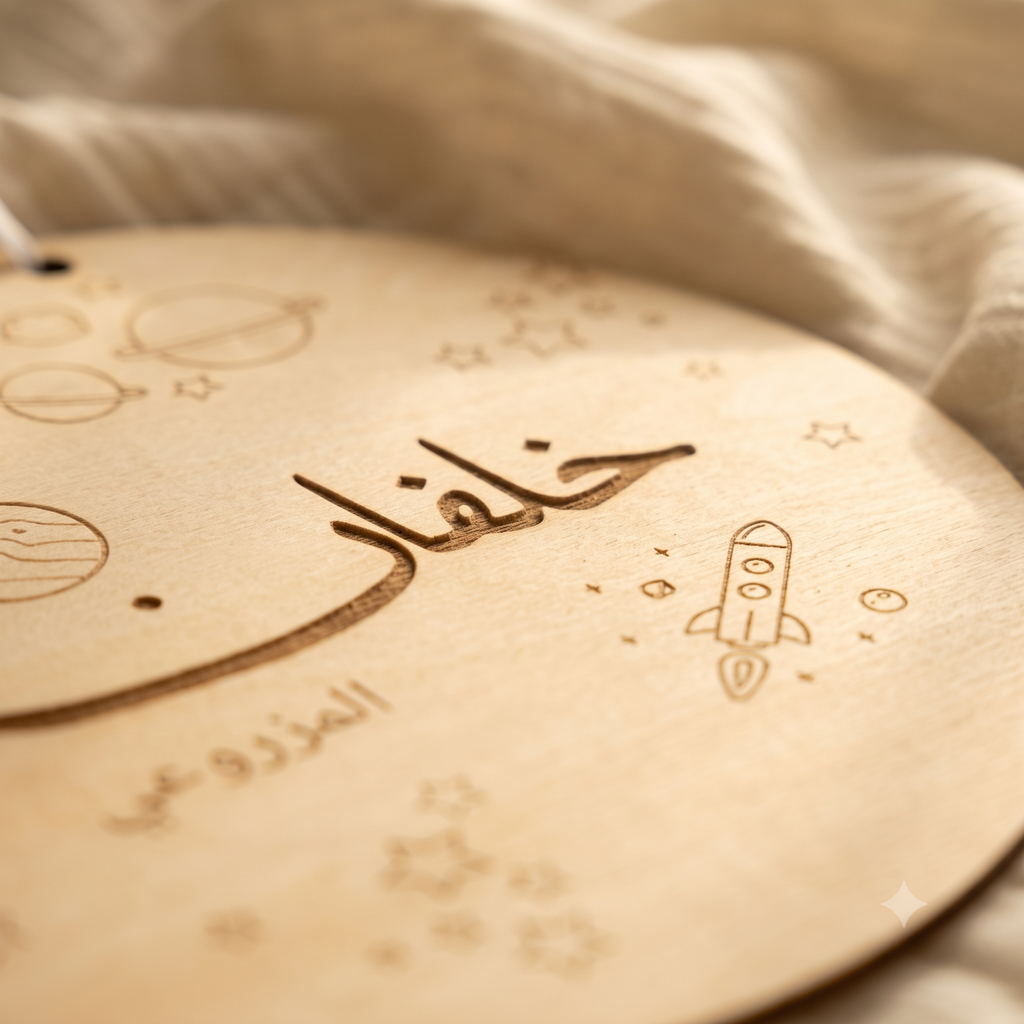 لوح خشبي بالاسم مخصص – ديكور حائط لغرفة الأطفال